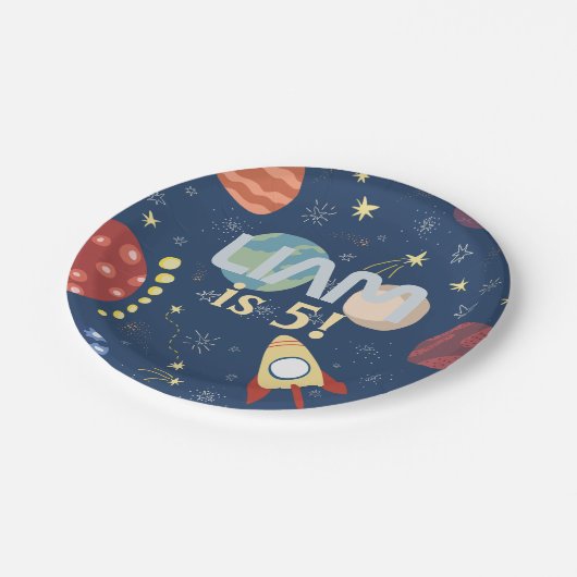 Galaxy Outer Space Kind's Verjaardagspapier Bord (Gekanteld)