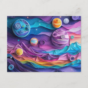 Galaxy Outer Space Sterren Planeten Abstract Fun Briefkaart
