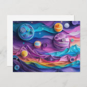 Galaxy Outer Space Sterren Planeten Abstract Fun Briefkaart (Voorkant / Achterkant)