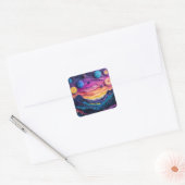 Galaxy Outer Space Sterren Planeten Abstract Fun Vierkante Sticker (Envelop)