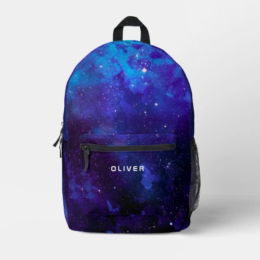 Galaxy Outer Space Universe w / Naam Kinder Bedrukte Rugzak (Voorkant)