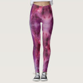 Galaxy Paarse en rode Waterverf Leggings (Voorkant)