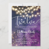 Galaxy Paarse Sterren String Lights 12e Verjaardag Kaart (Voorkant)