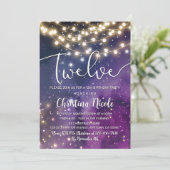 Galaxy Paarse Sterren String Lights 12e Verjaardag Kaart (Staand voorkant)