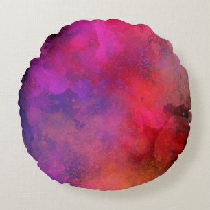 Galaxy Paint Splatter effect roze Rood Rond Kussen