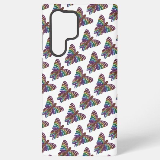 Galaxy Papillon Arc-en-ciel (blanc) - Coque Samsung (Verso)