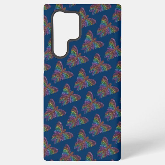 Galaxy Papillon Arc-en-ciel (bleu) - Coque Samsung (Verso)