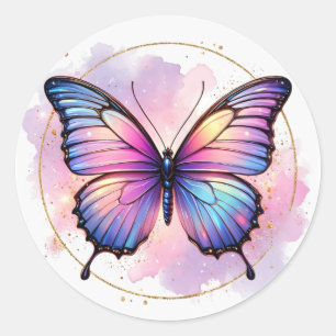 Galaxy Pastel Vlinder Spetters Ronde Sticker