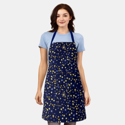 Galaxy Pattern Starry Navy Elegant Star Mooi Schort (Gedragen)
