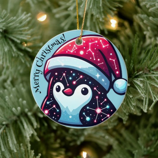 Galaxy Penguin | Kosmisch Kerst Keramisch Ornament (Boom)