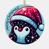 Galaxy Penguin | Kosmisch Kerst Keramisch Ornament (Voorkant)