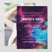 Galaxy Photo Baby shower Invite Kaart (Voorkant / Achterkant)