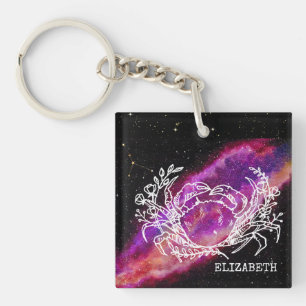 Galaxy Pink Cancer Zodiac Constellation Sign Sleutelhanger