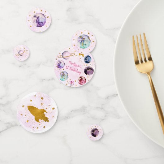 Galaxy Pink Gold Buitenspatie Birthday Confetti (Groep)