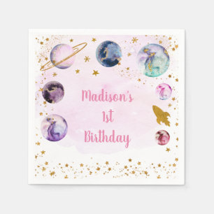 Galaxy Pink Gold Buitenspatie Birthday Servet