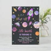 Galaxy Planètes violettes Invitation d'anniversair (Debout devant)