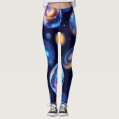 Galaxy Planets Black Sky Leggings (Voorkant)