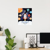 Galaxy Planets en Sterren Space Rocket Welkom Poster (Thuiskantoor)