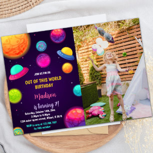 Galaxy Planets Invitations d'anniversaire avec pho