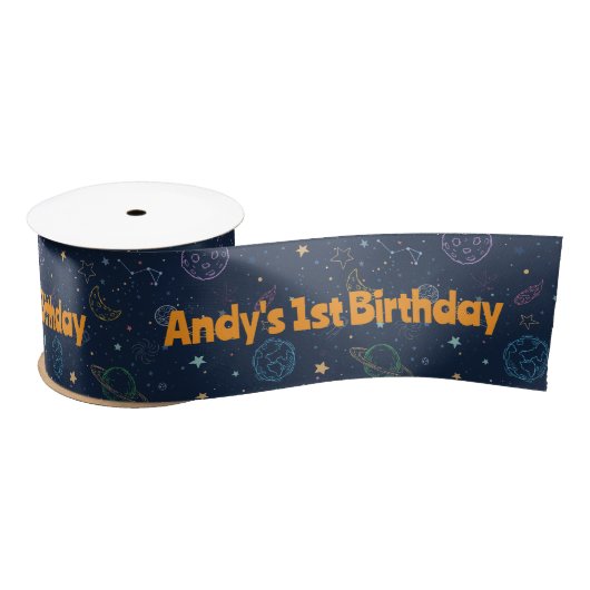 Galaxy Planets & Stars Outer Space Verjaardagsfees Lint (Spoel)