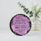GALAXY Purple Gold Stars Invitation Bat mitzvah (Debout devant)