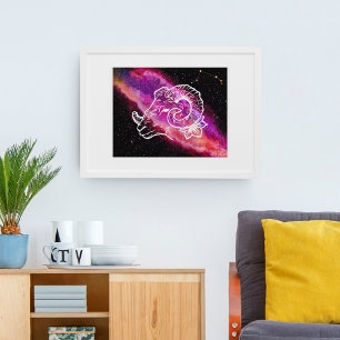 Galaxy Ram Sterrenbeeld Dierenriem Muur Kunst Poster