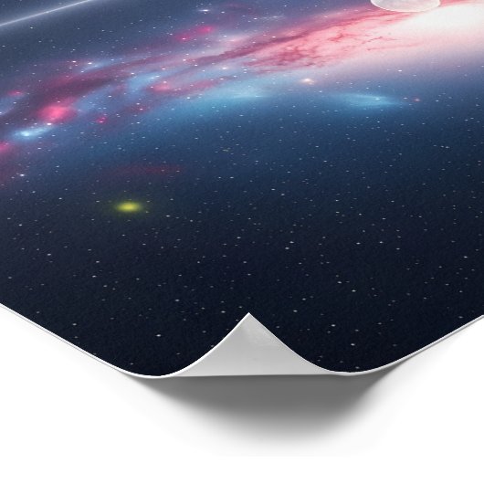 Galaxy Reflection Under Moonlit Cosmic Sky Poster (Hoek)