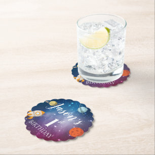 Galaxy Rocket Thormed Kinderen 1e verjaardag Kartonnen Onderzetters