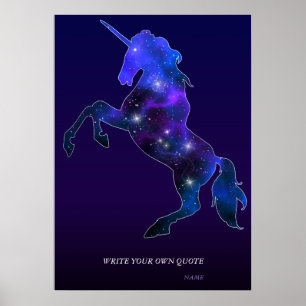Galaxy roze mooie eenhoorn sparend afbeelding poster