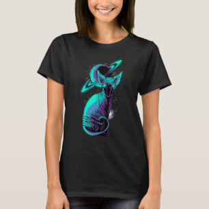 Galaxy Saturn Planet Sphynx Cool Cat Feline Cat T-shirt