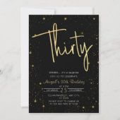 Galaxy Script Zwart en Goud 30e Verjaardagsfeestje Kaart (Voorkant)