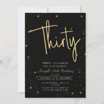 Galaxy Script Zwart en Goud 30e Verjaardagsfeestje