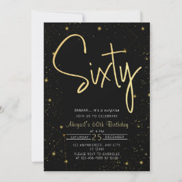Galaxy Script Zwart en Goud 60e Verjaardagsfeestje Kaart