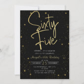 Galaxy Script Zwart en Goud 65e Verjaardagsfeestje Kaart (Voorkant)