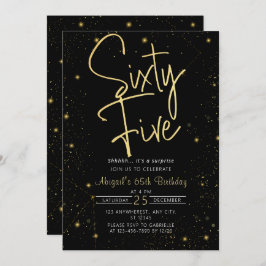 Galaxy Script Zwart en Goud 65e Verjaardagsfeestje Kaart