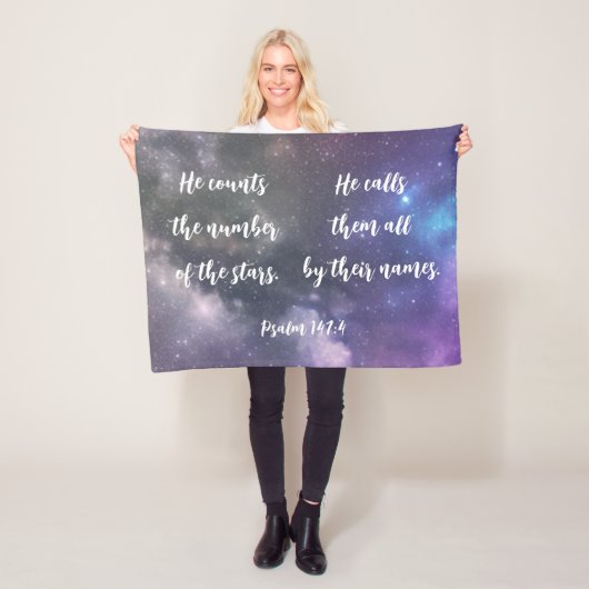 Galaxy Sky Scripting Bijbelversie Fleece Deken (In situ)