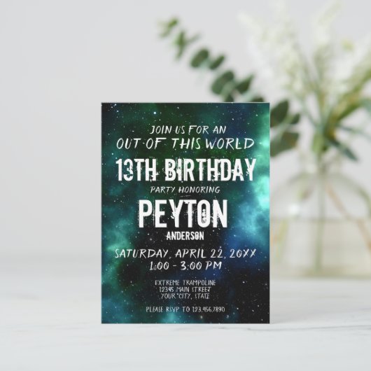 Galaxy sort de ce monde Invitation d'anniversaire (Debout devant)