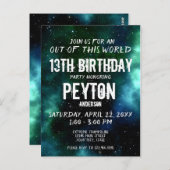 Galaxy sort de ce monde Invitation d'anniversaire (Devant / Derrière)