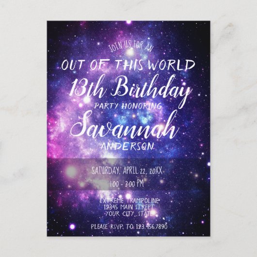 Galaxy sort de cette invitation d'anniversaire (Devant)