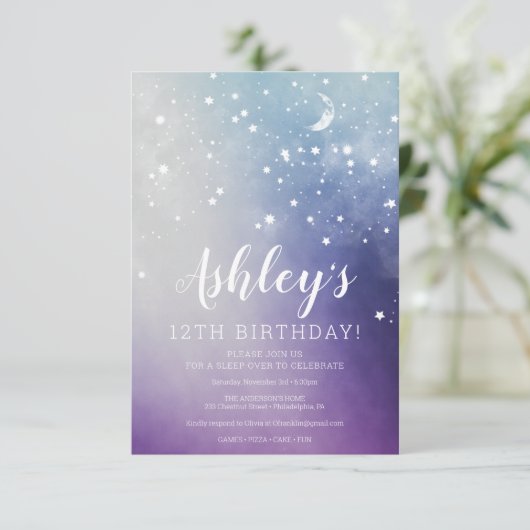 Galaxy Space Anniversaire Dormir Invitation (Debout devant)