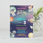 Galaxy Space Astronaut Planets Verjaardagsfeestje Kaart (Staand voorkant)