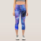 Galaxy Space Blue Purple Capri Yoga Leggings (Recto)