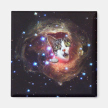 Galaxy Space Cats LOL 2 Inch Square Magnet