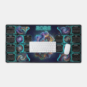 Galaxy Space Fractal Art Desk Pad - 2026 Calendar (Clavier et souris)