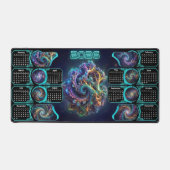 Galaxy Space Fractal Art Desk Pad - 2026 Calendar (Recto)