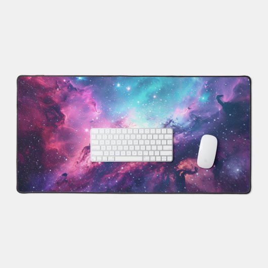 Galaxy space glitter nevel paarse roze universum bureaumat (Keyboard & Muis)