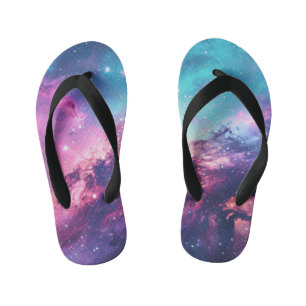 Galaxy space glitter nevel paarse roze universum kinder teenslippers