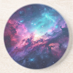 Galaxy space glitter nevel paarse roze universum zandsteen onderzetter