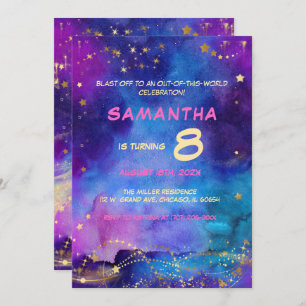 Galaxy Space Invitation d'anniversaire pour enfant