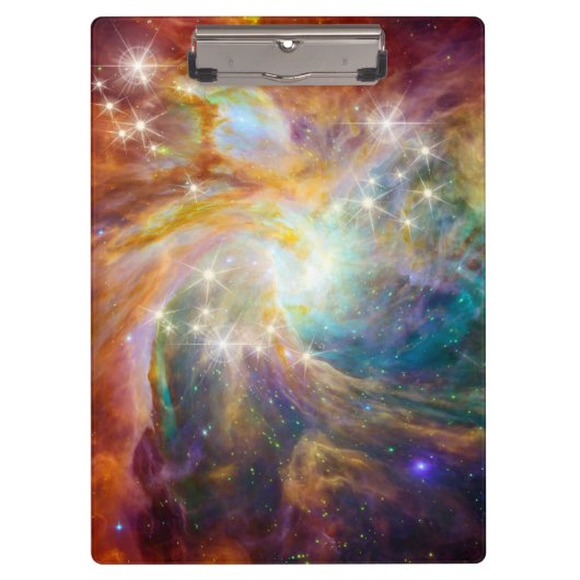 Galaxy Space Nebula Blue Gold Lavender Roze Klembord (Voorkant)
